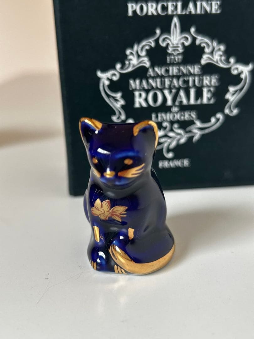 LIMOGESCASTELリモージュ猫の置物フランス製4cm猫