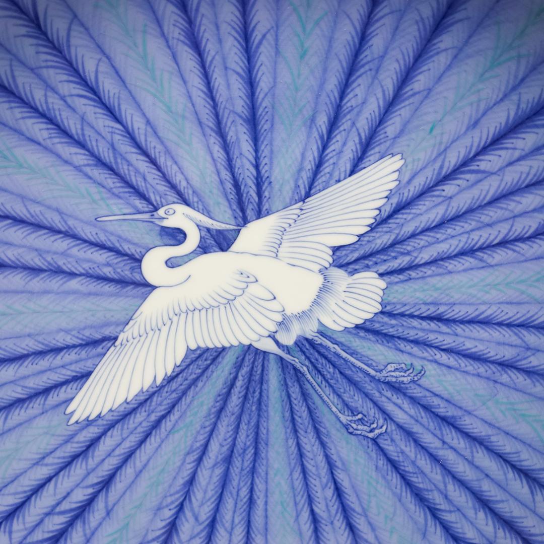 鍋島焼 色絵 柳に鷺文額皿 龍山／作 直径31cm 藍鍋島 大皿