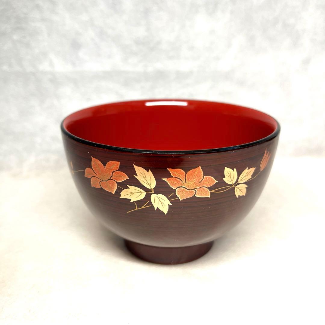 【未使用品】会津塗　朱塗り 汁椀 6口セット