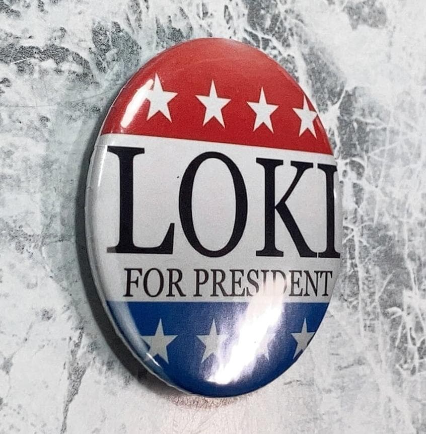 ロキ アベンジャーズ/マイティ・ソー 缶バッジ ロキを大統領に」jo-db