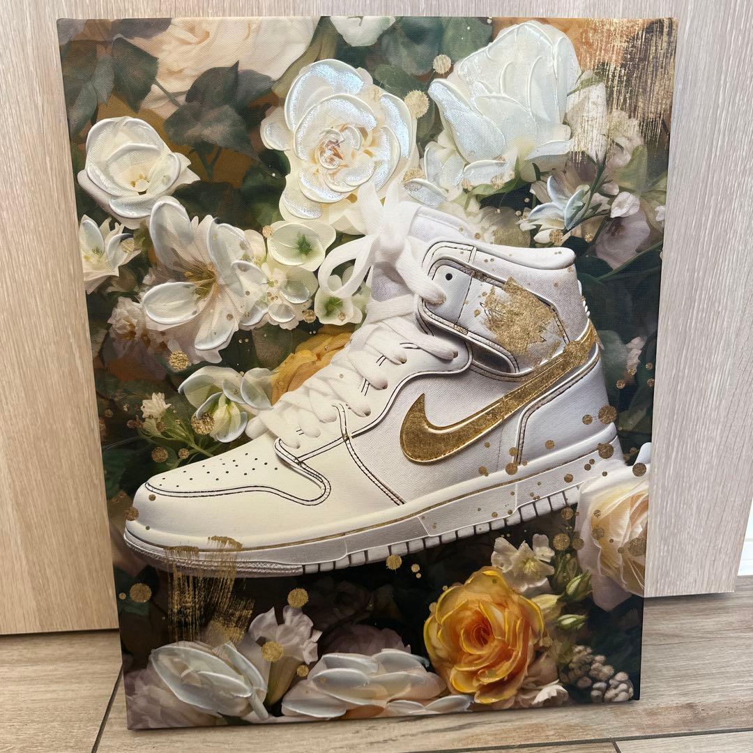 Nike Air Jordan 1 ホワイト/ゴールド★海外アート★