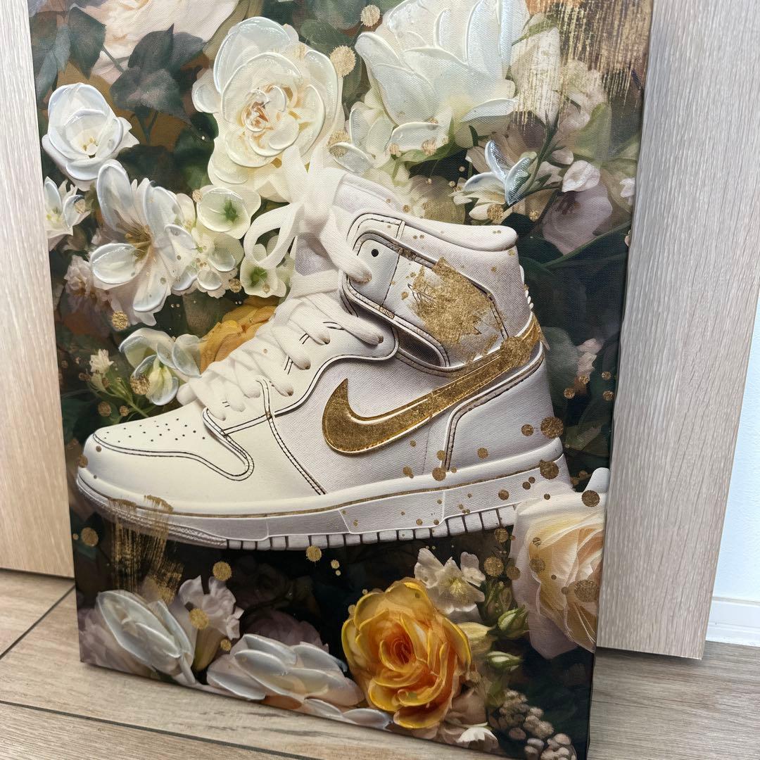 Nike Air Jordan 1 ホワイト/ゴールド★海外アート★