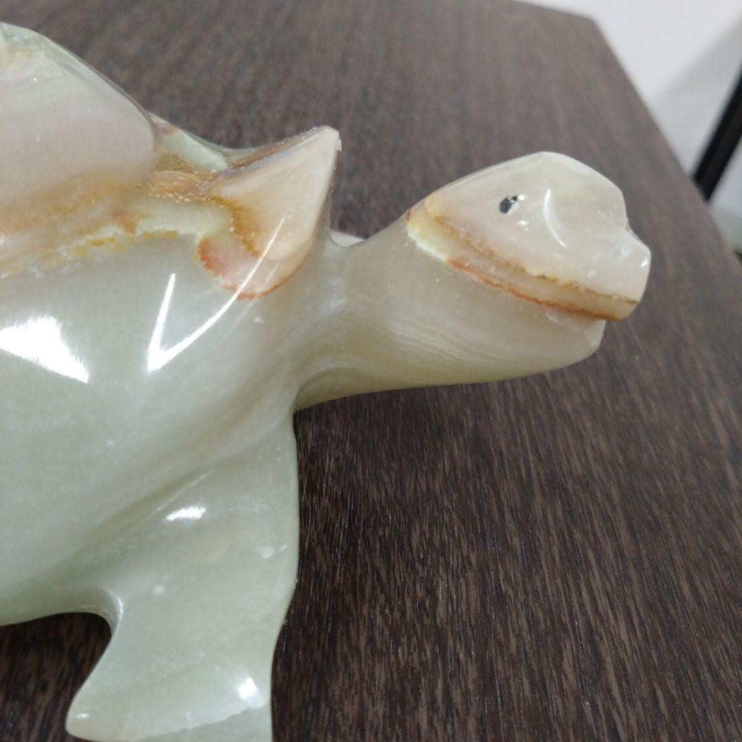 大理石　石色厳選　海亀　置物