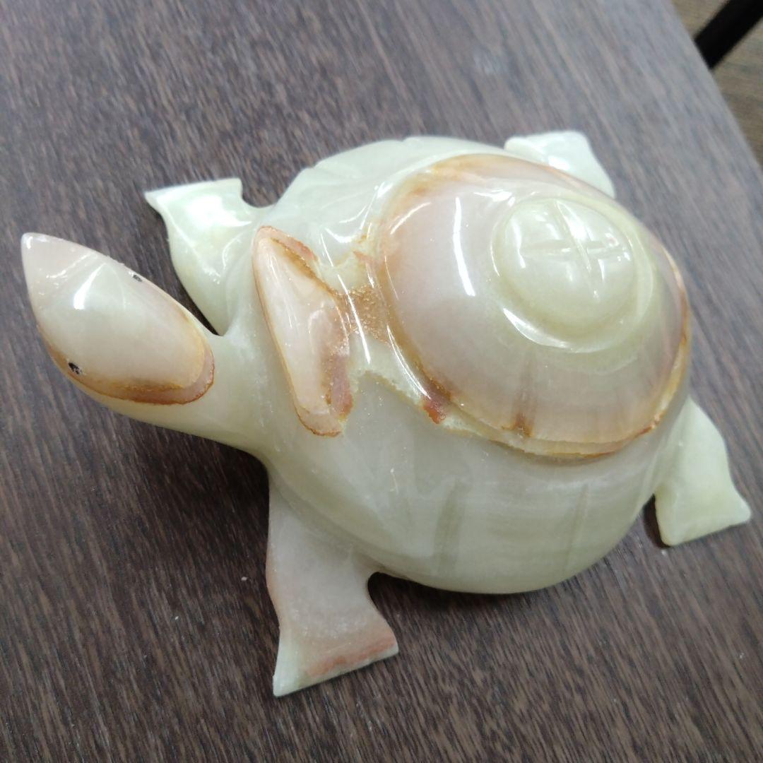 大理石　石色厳選　海亀　置物