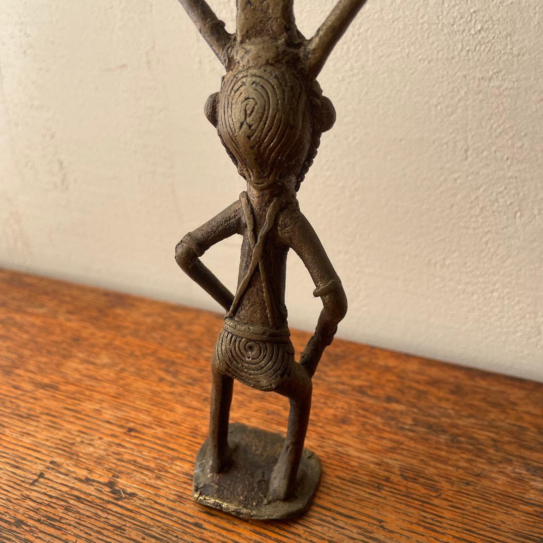 アフリカ ドゴン族 金属製 ブロンズ 仮面の人物 プリミティブアート