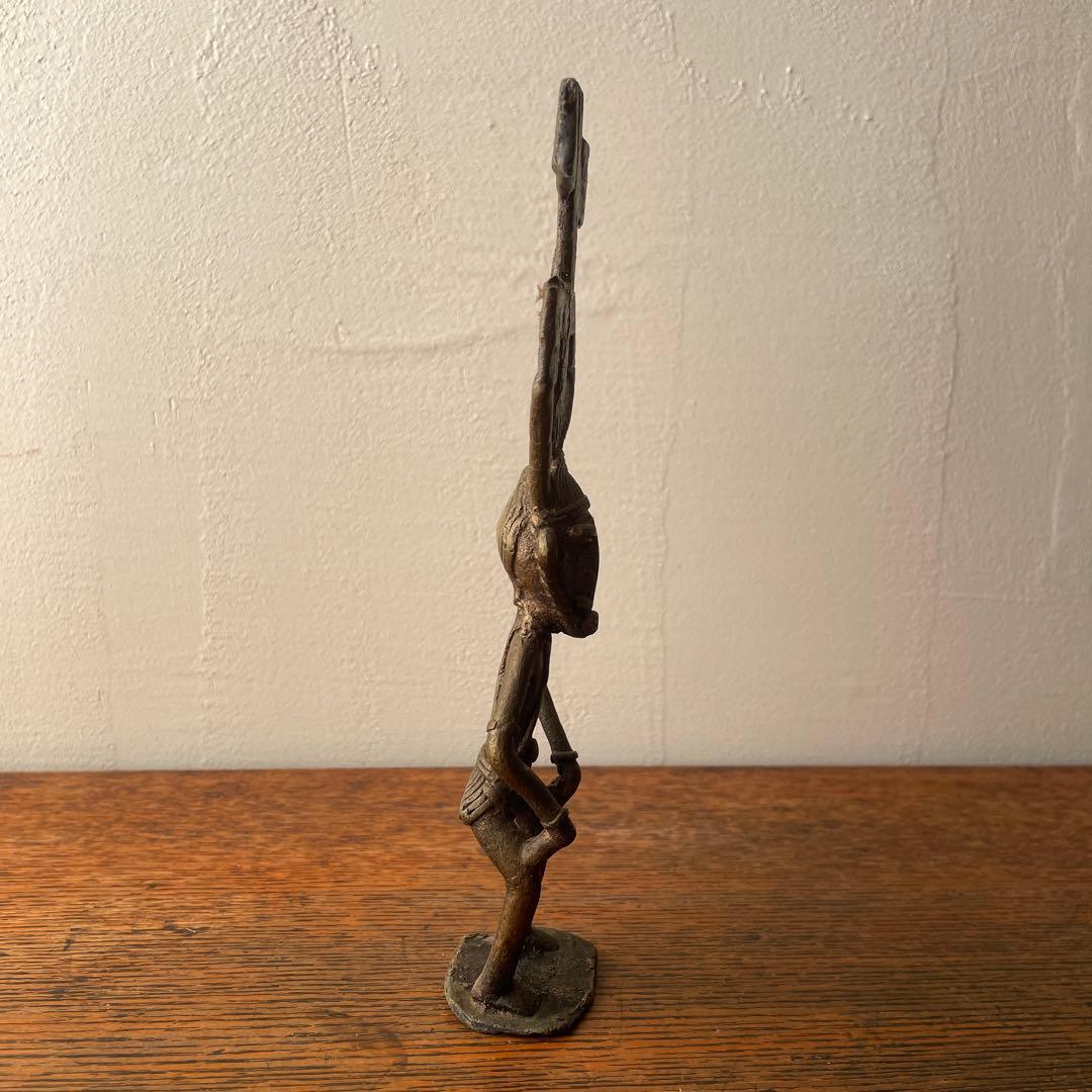 アフリカ ドゴン族 金属製 ブロンズ 仮面の人物 プリミティブアート