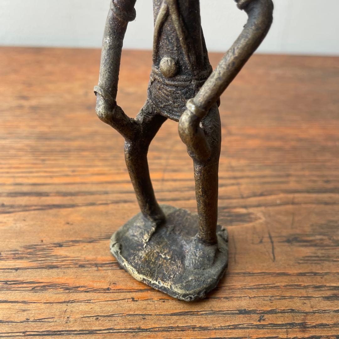 アフリカ ドゴン族 金属製 ブロンズ 仮面の人物 プリミティブアート