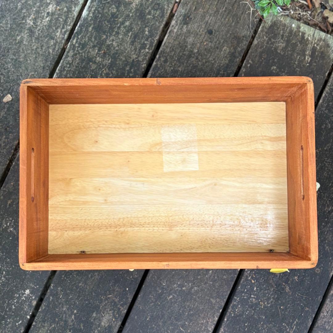 フランス製【ビンテージ木箱】ラベル 無垢材｜真鍮釘｜カフェトレー 収納 北欧