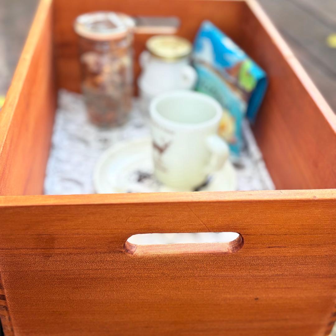 フランス製【ビンテージ木箱】ラベル 無垢材｜真鍮釘｜カフェトレー 収納 北欧