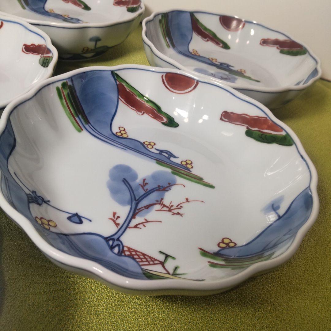 源右衛門 盛り皿 5枚組 染錦 山水図 皿 鉢