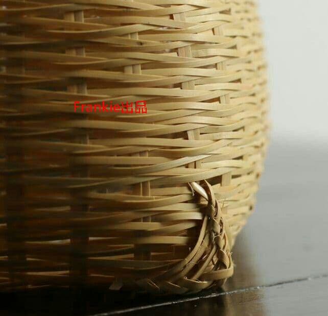 民芸職人手作り 自然竹の編み上げ 便攜 茶籠 茶道具収納 竹編細工籠 古風5