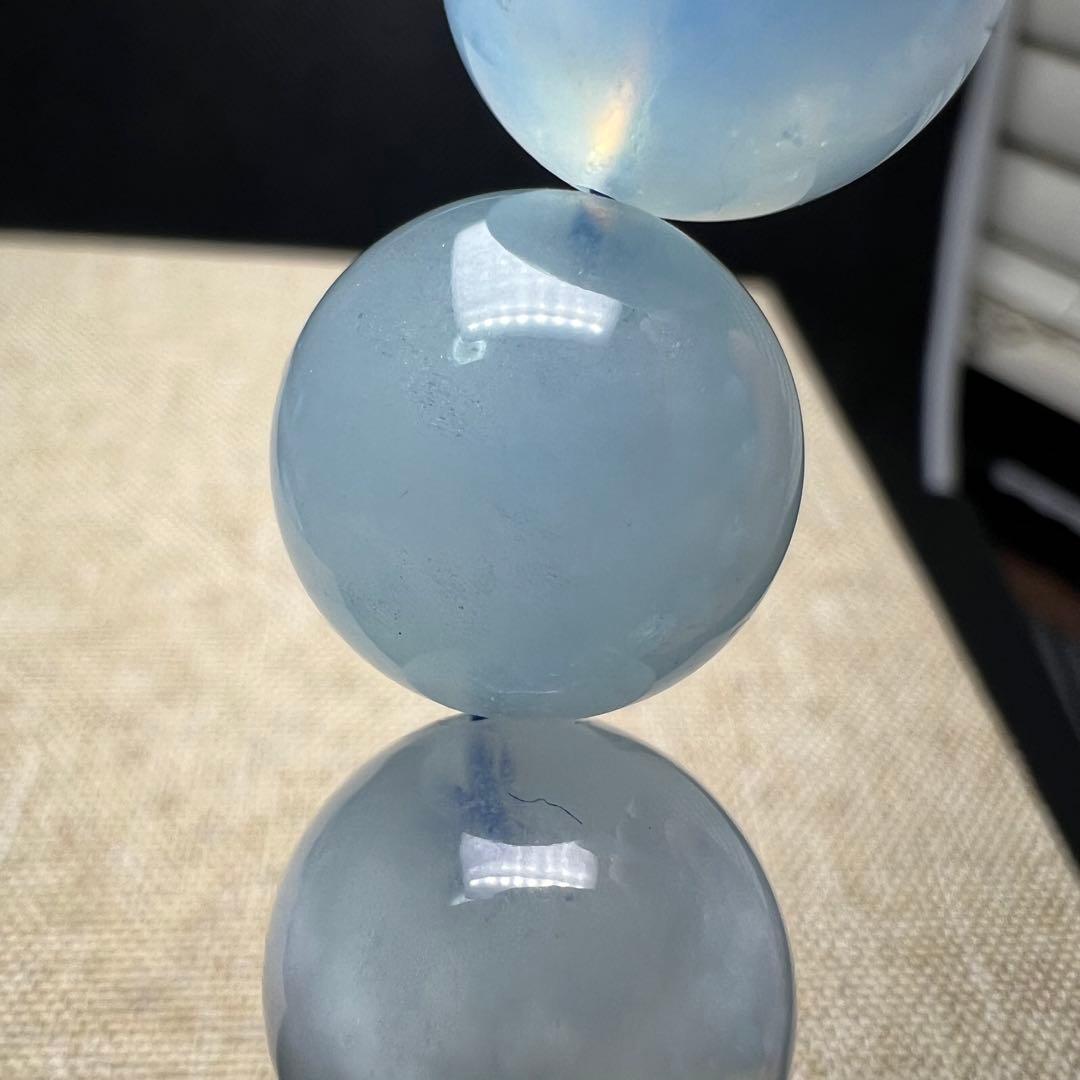 【82051】 アクアマリン 14.5mm ブレスレット 天然石 雲入り