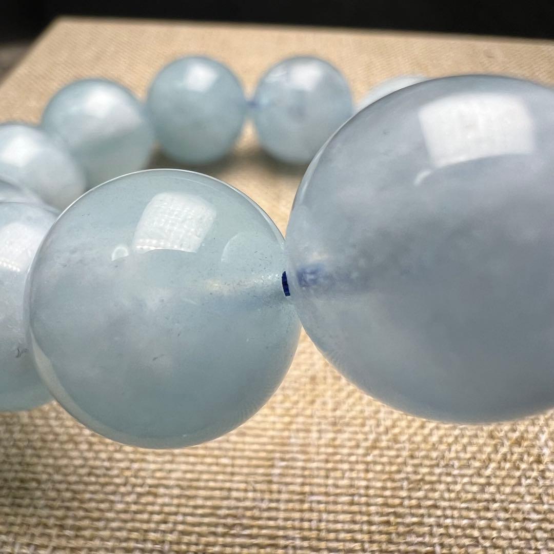 【82051】 アクアマリン 14.5mm ブレスレット 天然石 雲入り