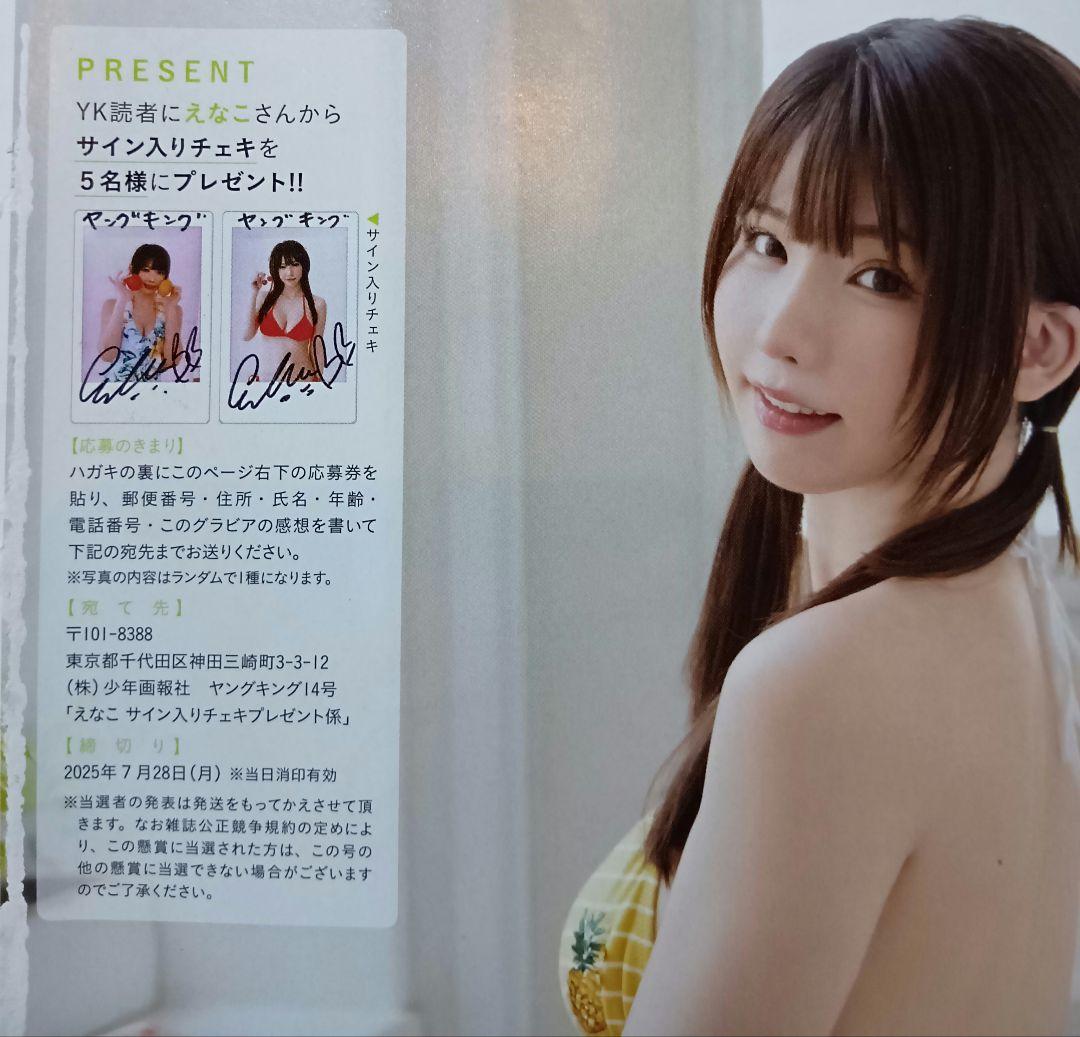 3枚 応募券 えなこ 直筆サイン入りチェキ 抽プレ ヤングキング14号