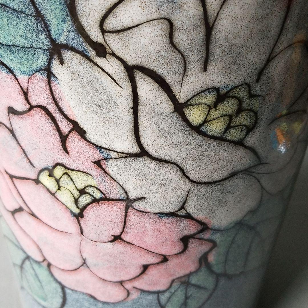 お値下げしました⤵信楽焼傘立て  天目花絵 高さ４４cm