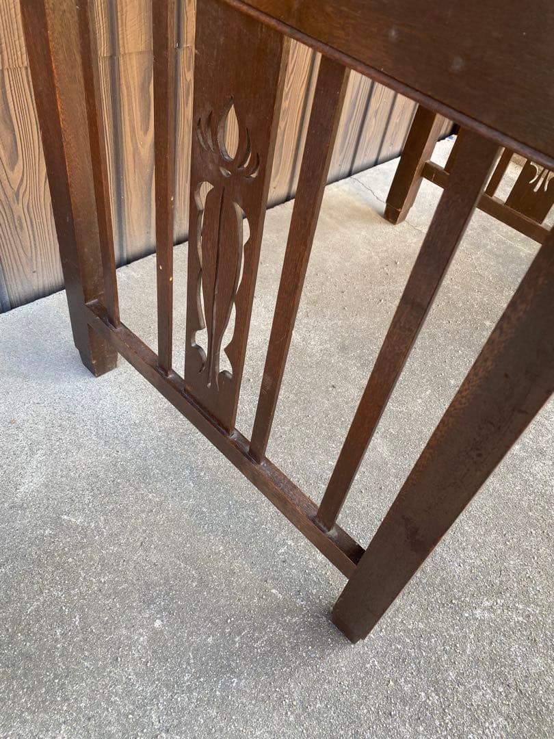 木製デスク　アンティーク　レトロ　古家具　引き出し　テーブル　古道具　平机