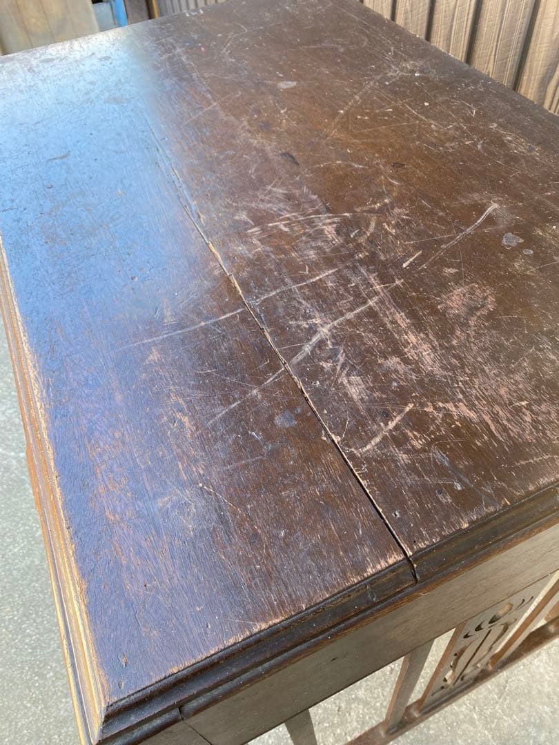 木製デスク　アンティーク　レトロ　古家具　引き出し　テーブル　古道具　平机