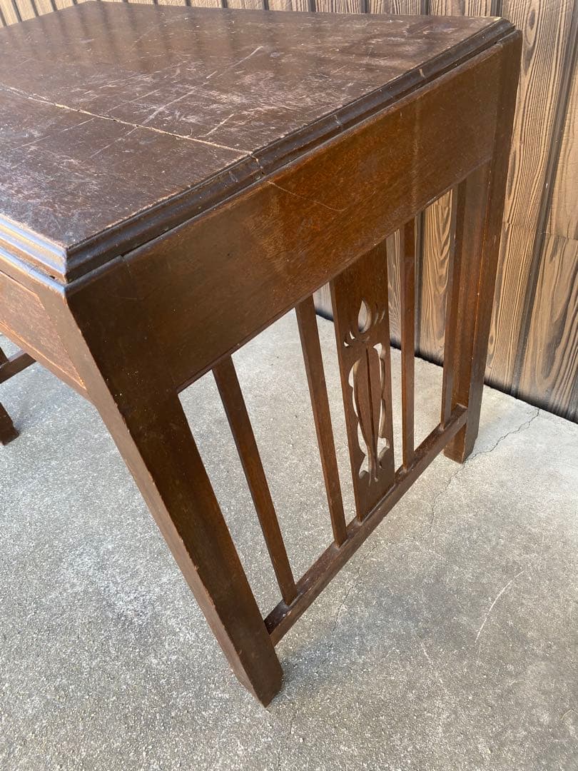 木製デスク　アンティーク　レトロ　古家具　引き出し　テーブル　古道具　平机