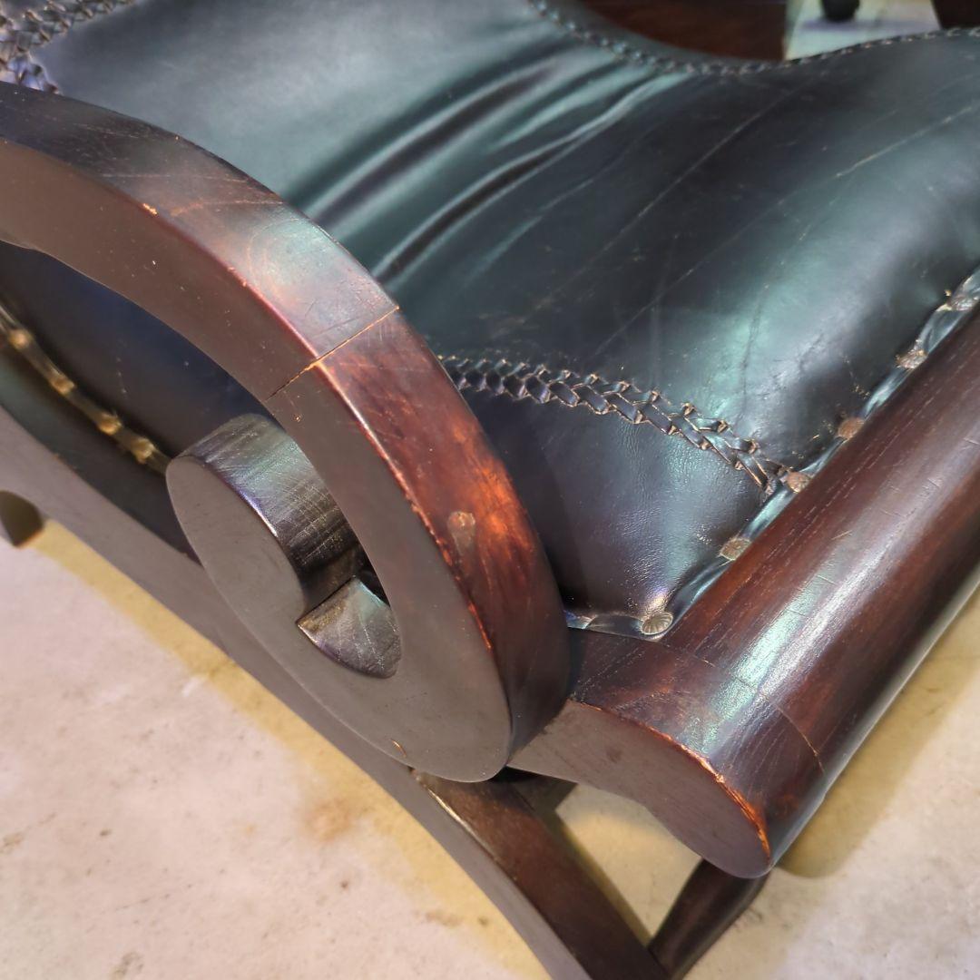 本革 英国調 パーソナルチェア アーム イギリス風 レザー 鋲打　ヴィンテージ