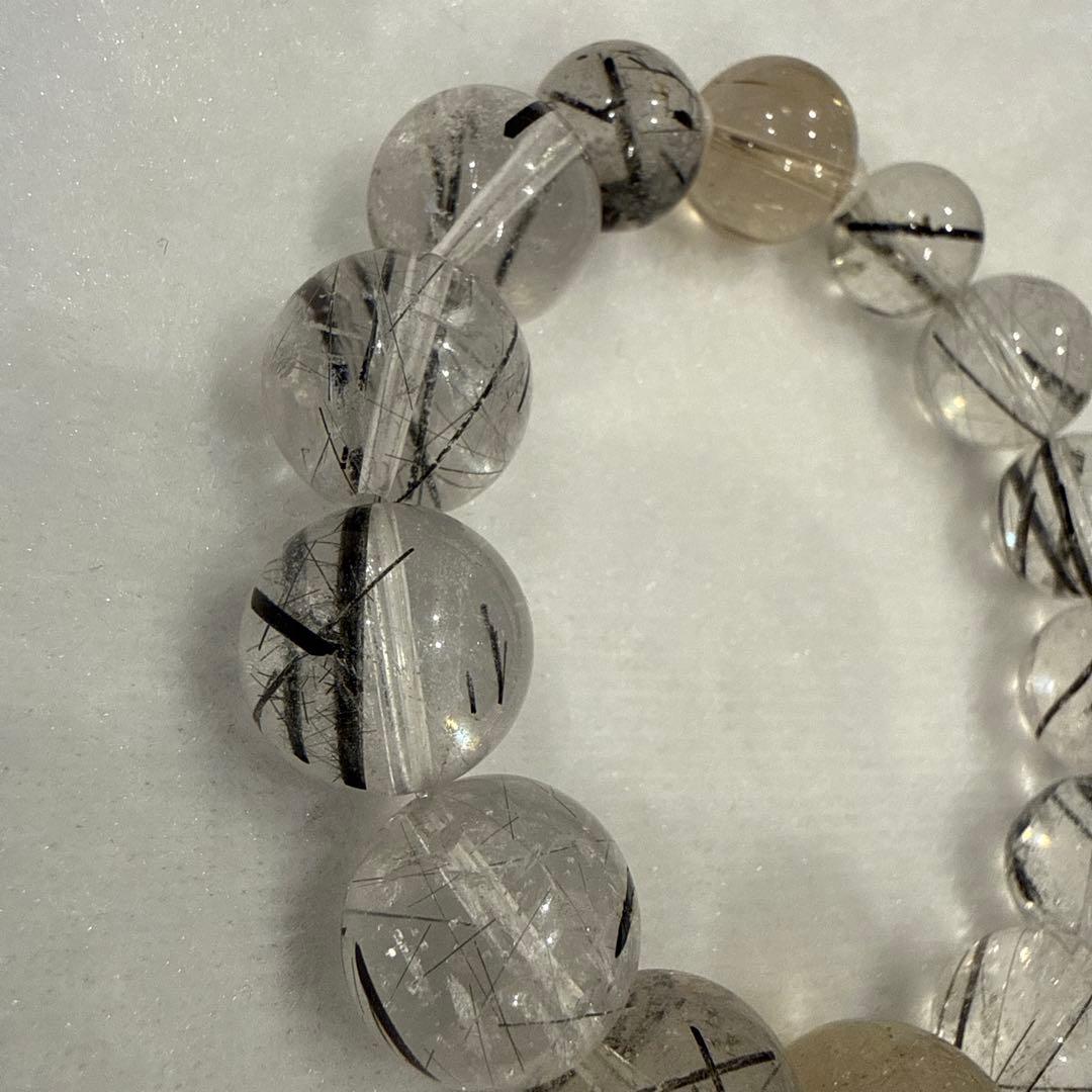 ブラックルチル、ゴールドルチル天然石ブレスレット