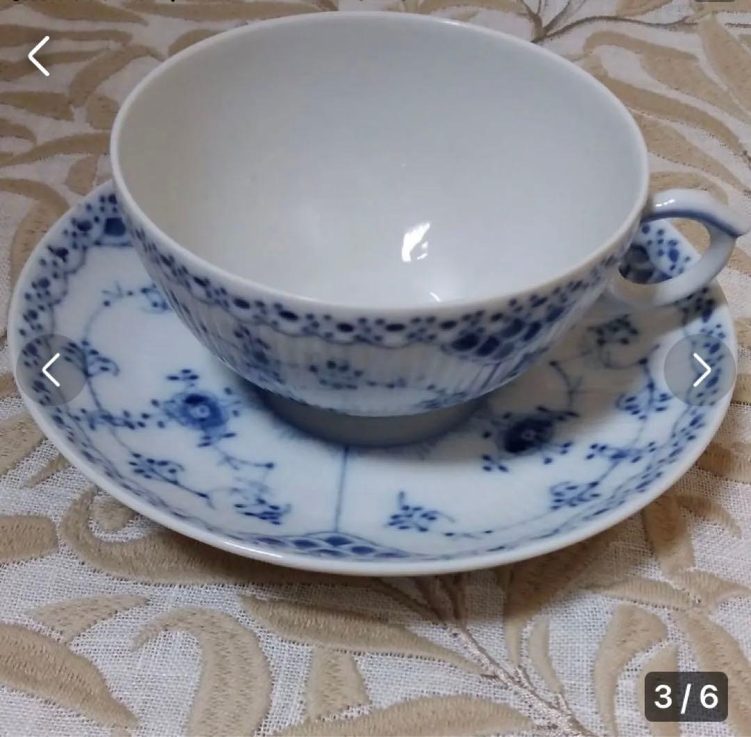 ロイヤルコペンハーゲン  ブルーフルーテッド  ハーフレース 4客