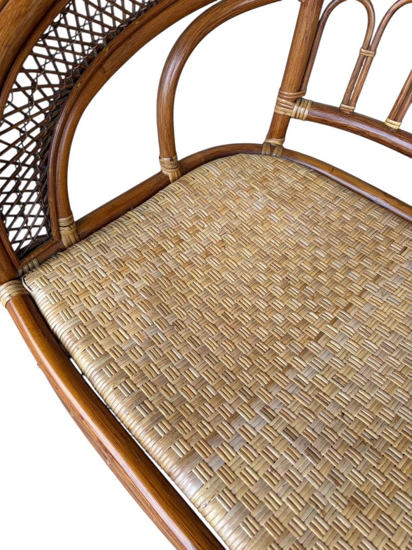 【美品】ラタンソファ 二人掛け チェア 藤製 アンティーク