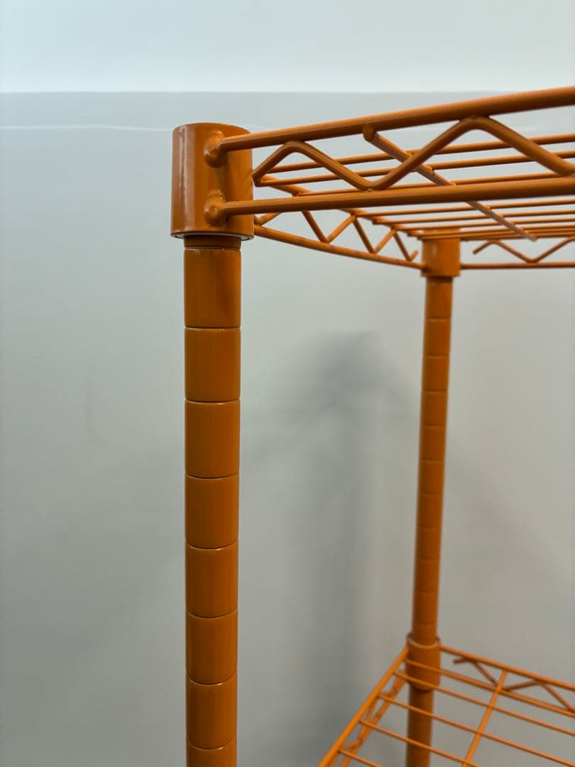 希少　ミッドセンチュリー　レトロポップ　オレンジ スチール メタルラックシェルフ