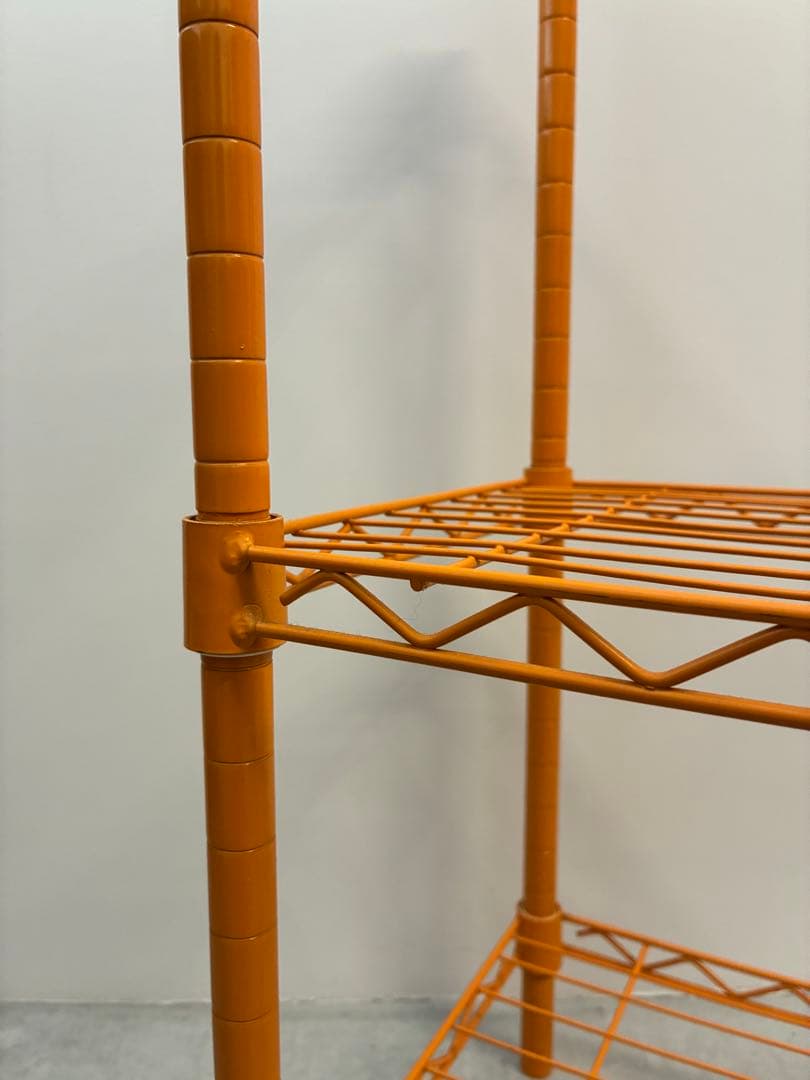 希少　ミッドセンチュリー　レトロポップ　オレンジ スチール メタルラックシェルフ