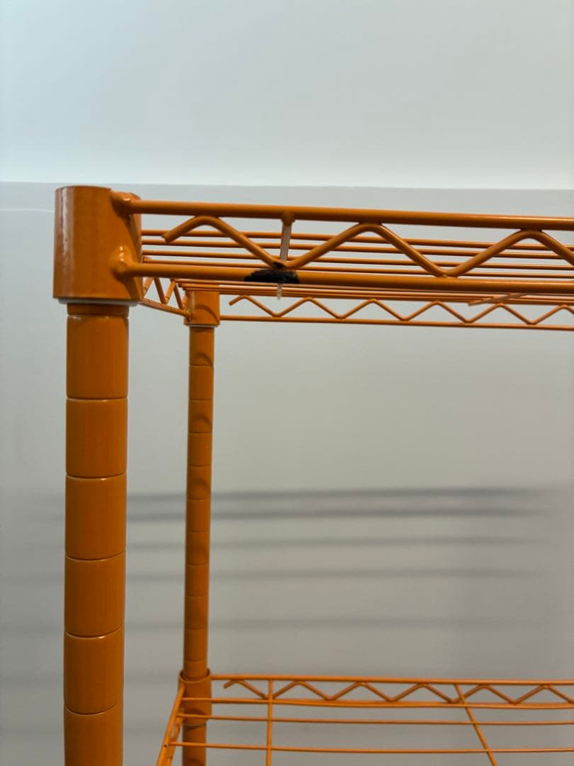 希少　ミッドセンチュリー　レトロポップ　オレンジ スチール メタルラックシェルフ
