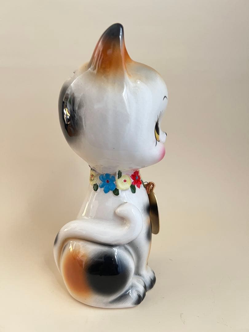昭和レトロ　瀬戸ファンシー 招き猫　かわいい　陶器　貯金箱　約20cm