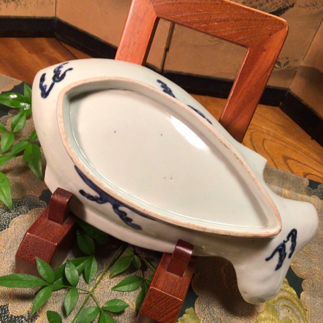 A 378 古伊万里 元禄 染付 金彩 鯛皿 変形魚型皿 1客 - メルカリ