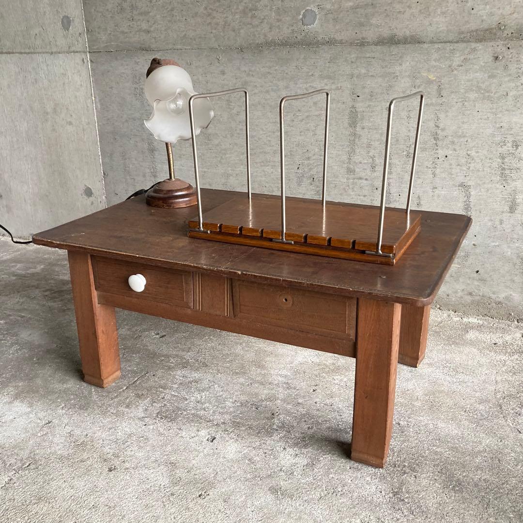 古い味のある本棚 書類 飾り台 スタンド ラック 木製 金属 レトロ ビンテージ