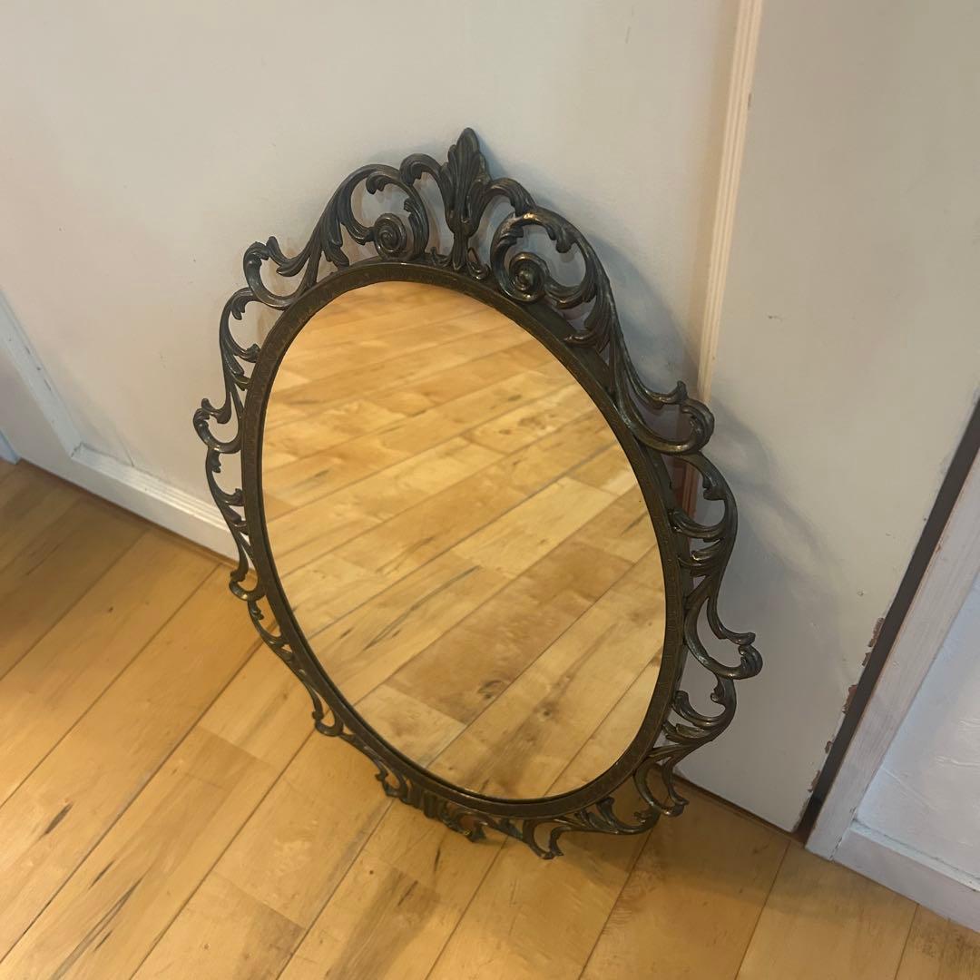 ☆イタリア製☆アンティーク　壁掛け　鏡　ミラー　フレンチ　ビンテージ　アールデコ