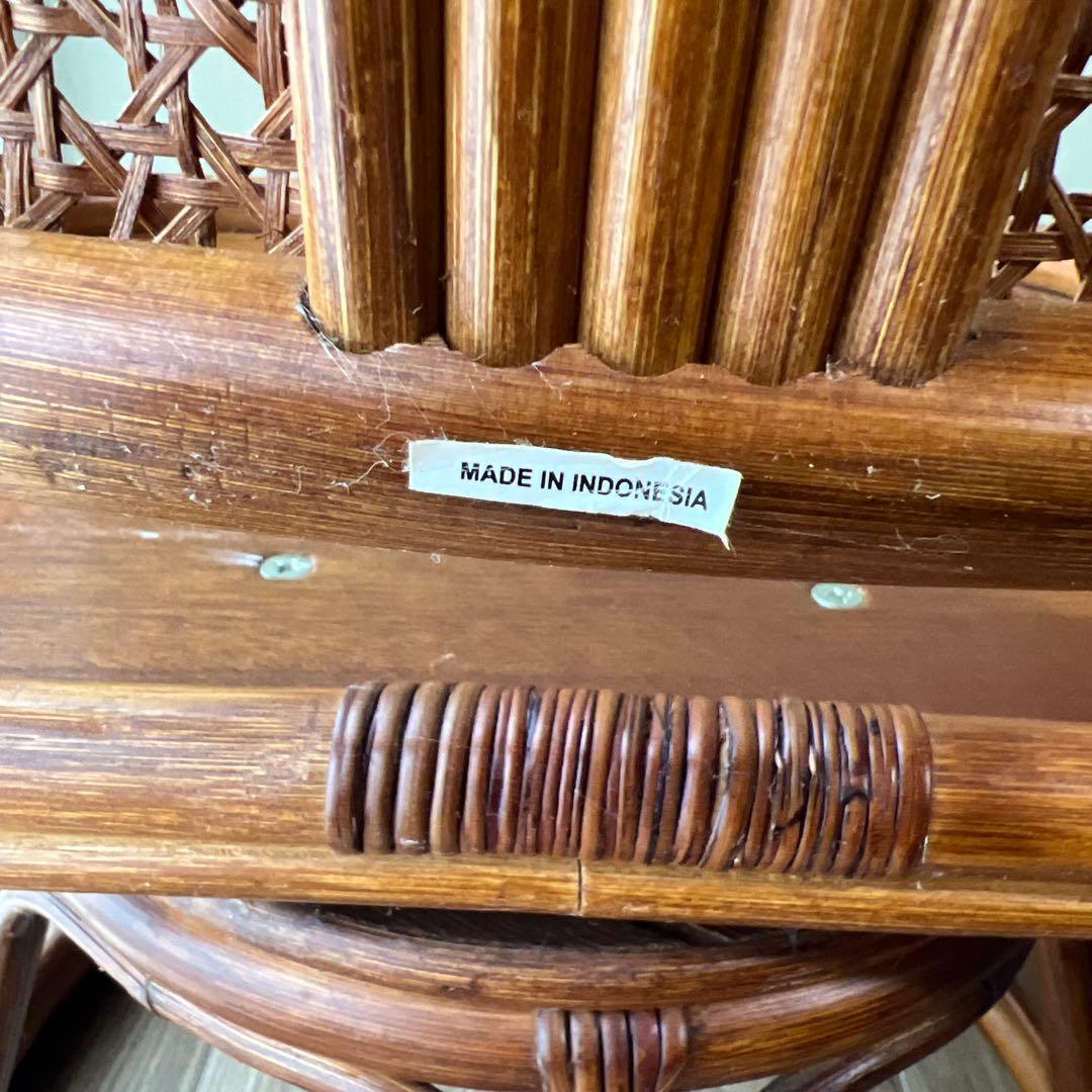 送料無料　ラタン回転式チェア 籐 クッション付 インドネシア産 アンティーク