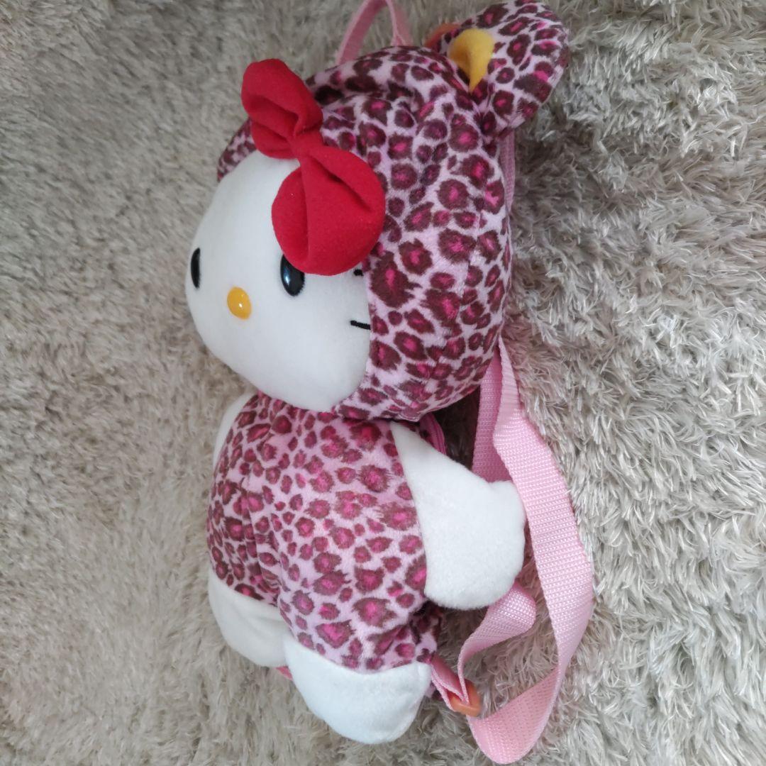 ハローキティ ジャングルキティ ぬいぐるみリュック レオパード ヒョウ柄 ピンク