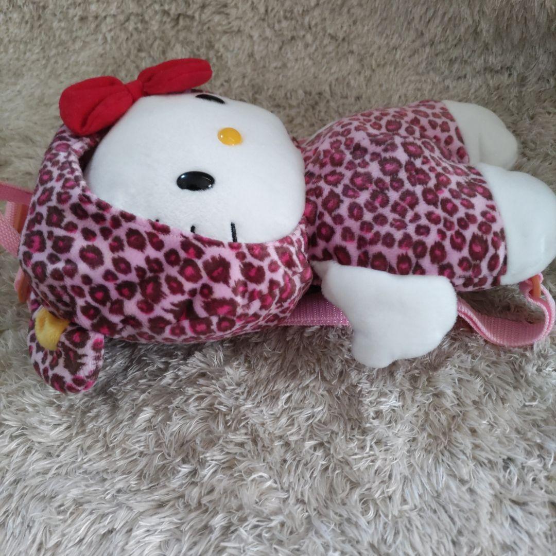 ハローキティ ジャングルキティ ぬいぐるみリュック レオパード ヒョウ柄 ピンク