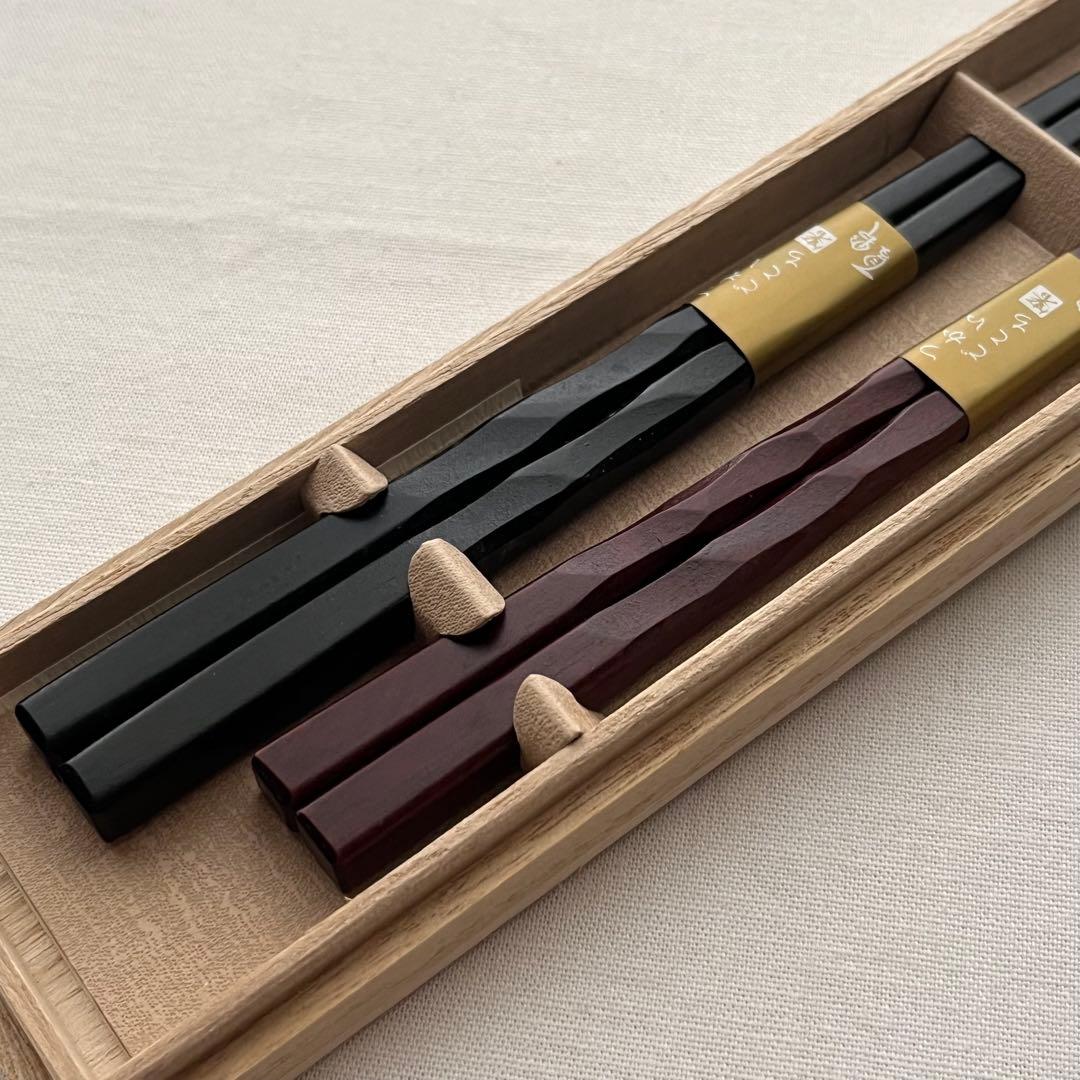 夏野 つかいごこち 箸 夫婦箸 山田政義 縞黒檀 紫檀 銀座夏野 天然木