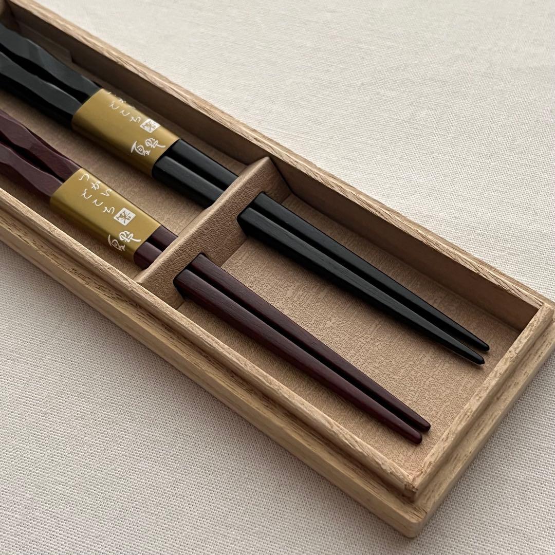 夏野 つかいごこち 箸 夫婦箸 山田政義 縞黒檀 紫檀 銀座夏野 天然木