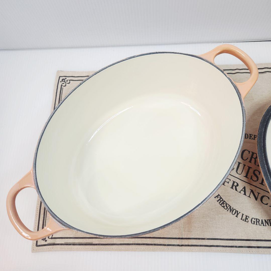 ルクルーゼ ココット オーバル 25cm ピーチ レア