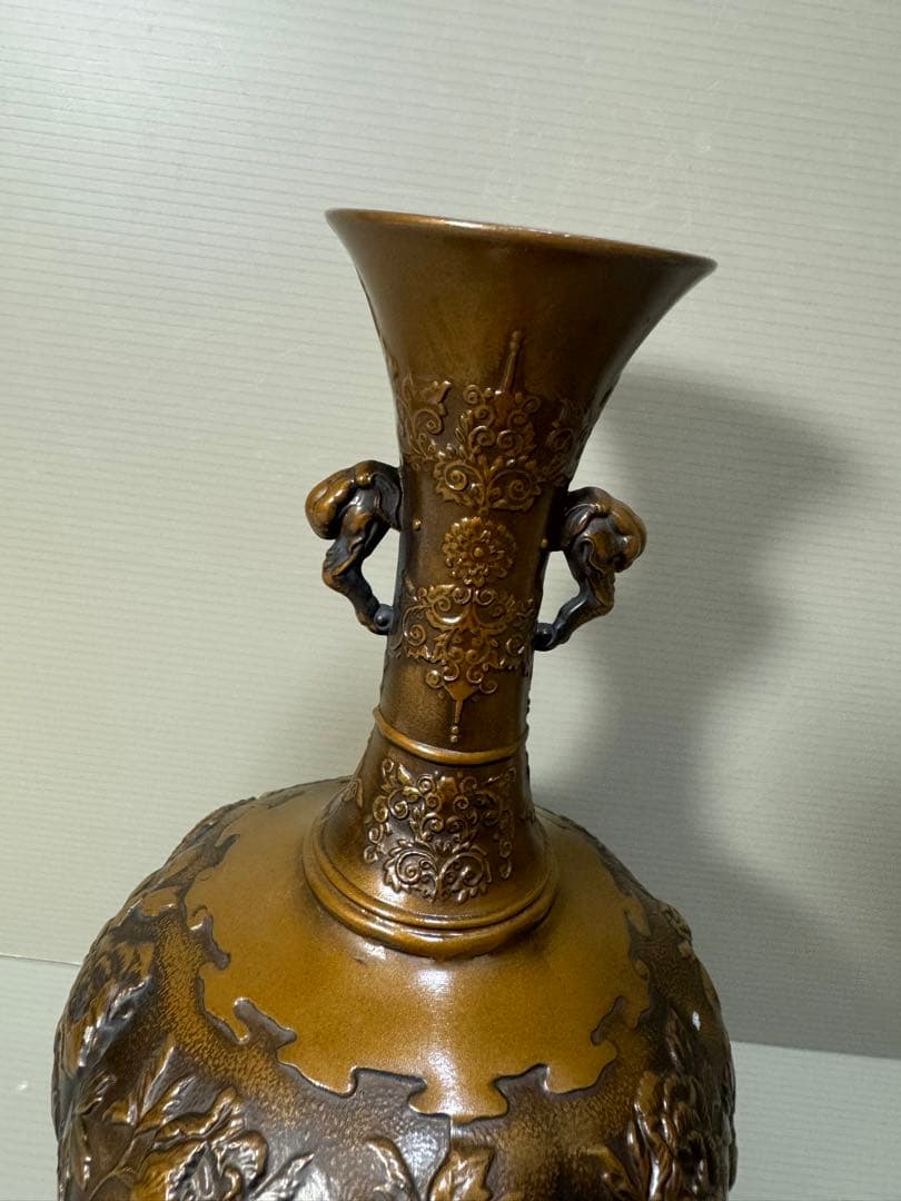 2307  高岡銅器★ 金工作家 村田宏　双耳花瓶