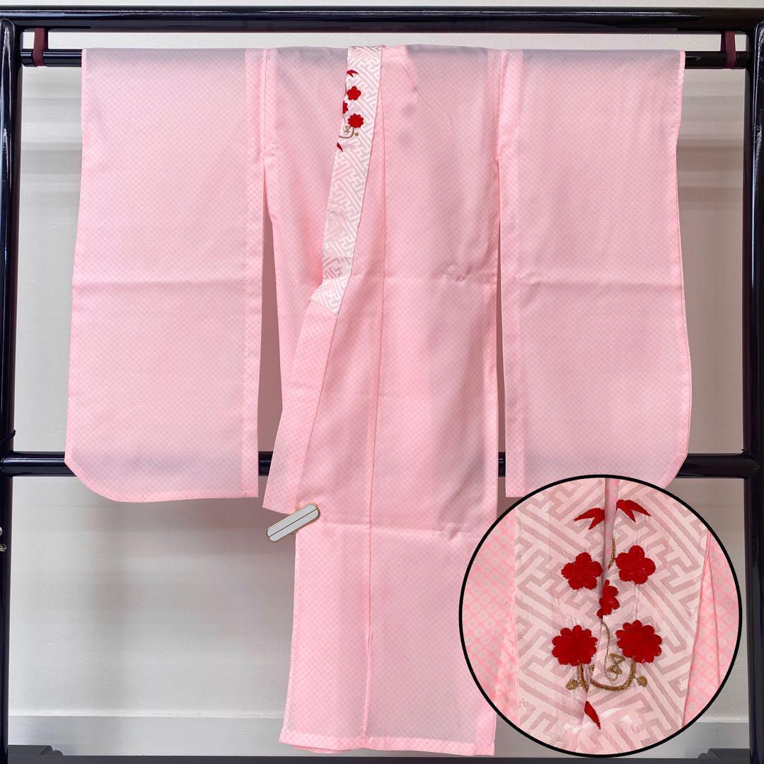 【着物と帯 時流】197ys◆3才女の子着物&被布コート+長襦袢バッグセット正絹