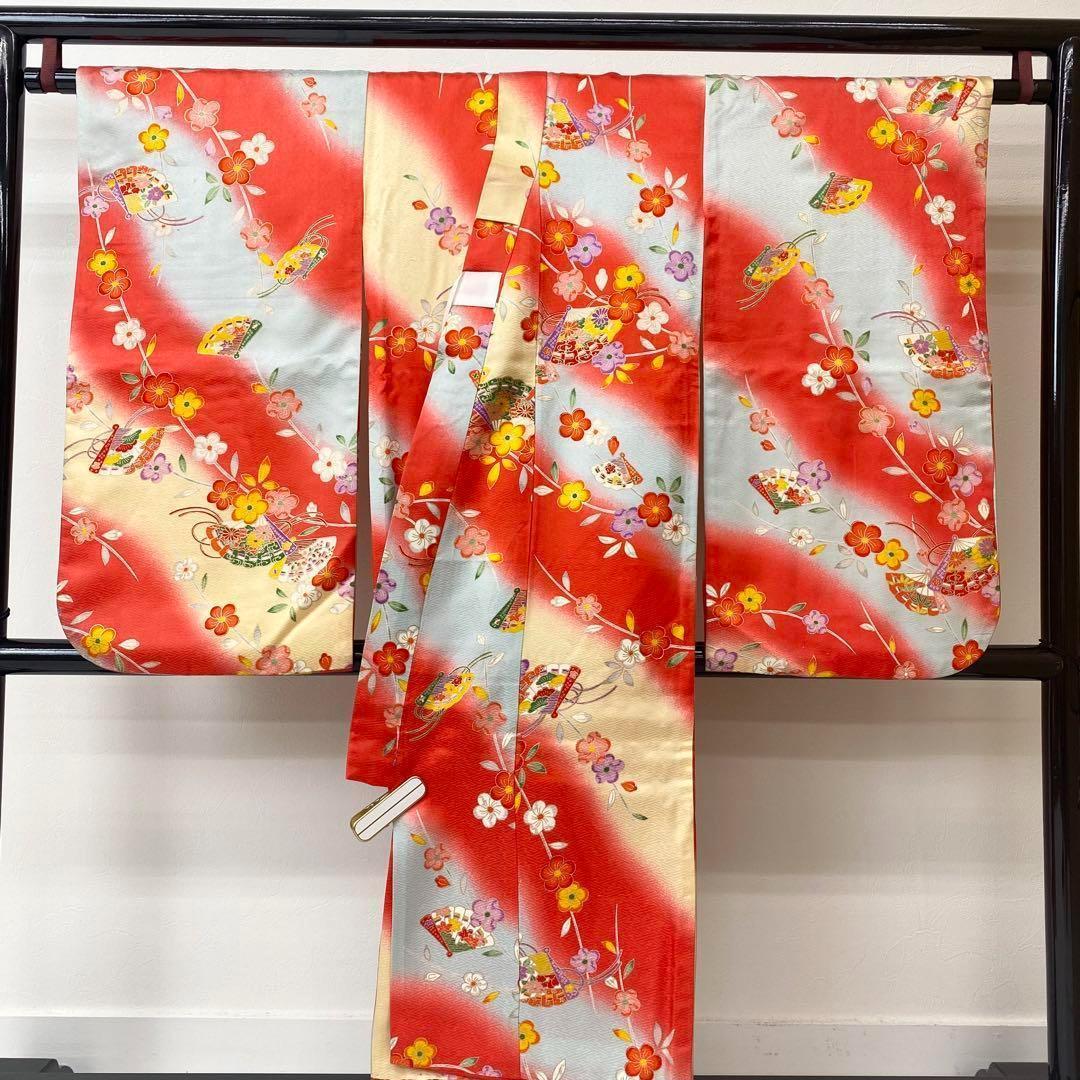 【着物と帯 時流】197ys◆3才女の子着物&被布コート+長襦袢バッグセット正絹