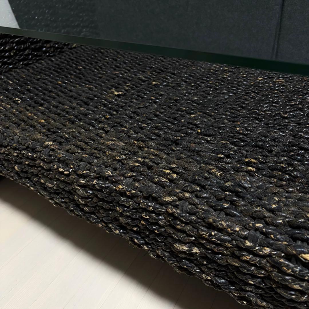 アジアンテーブル　ガラステーブル　籘　ラタン　ローテーブル　リゾート　テーブル