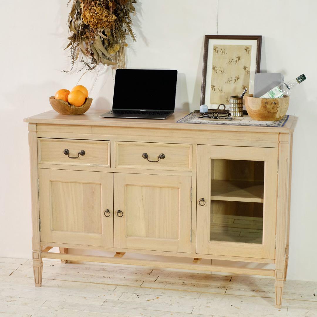 新品 ローキャビネット 収納棚 ナチュラル カントリー 北欧 ミンディ材 天然木