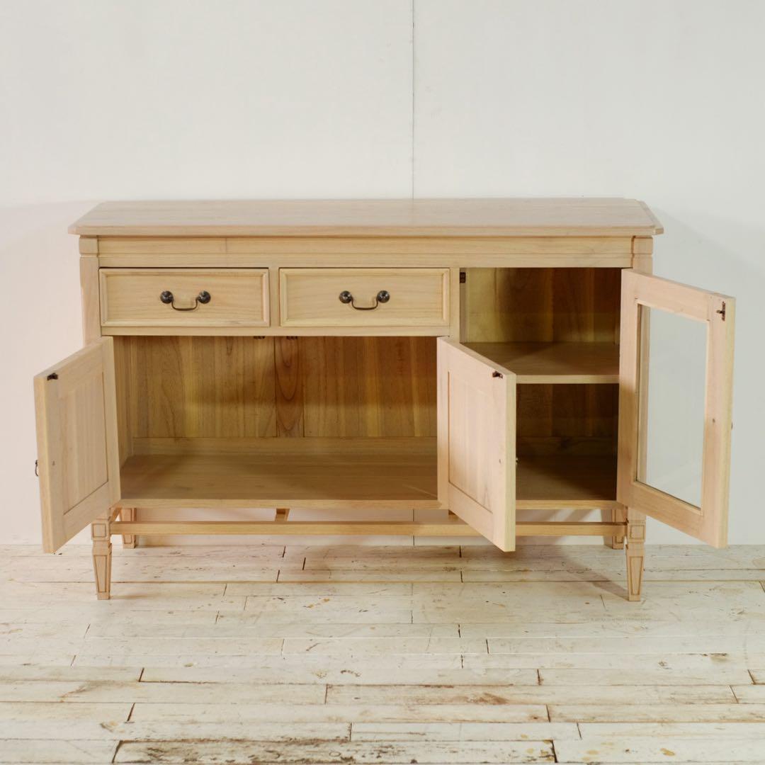 新品 ローキャビネット 収納棚 ナチュラル カントリー 北欧 ミンディ材 天然木