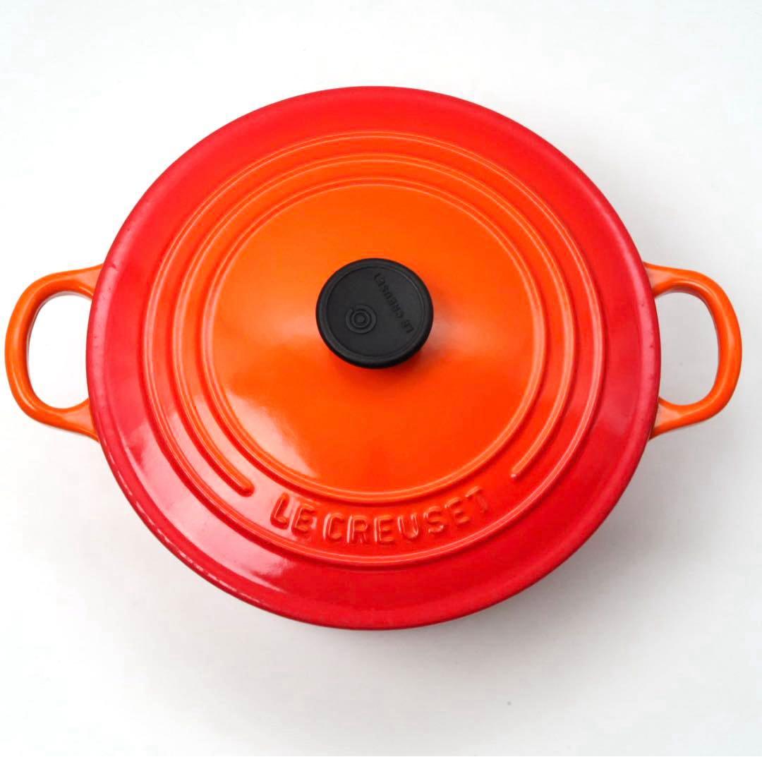 【美品】LE CREUSET　ココット ロンド オレンジ　22cm