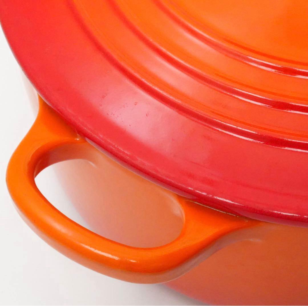 【美品】LE CREUSET　ココット ロンド オレンジ　22cm