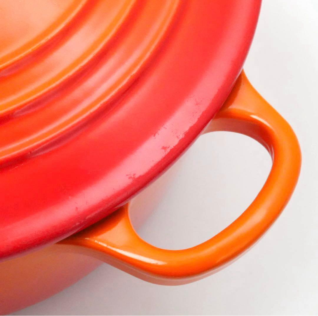 【美品】LE CREUSET　ココット ロンド オレンジ　22cm