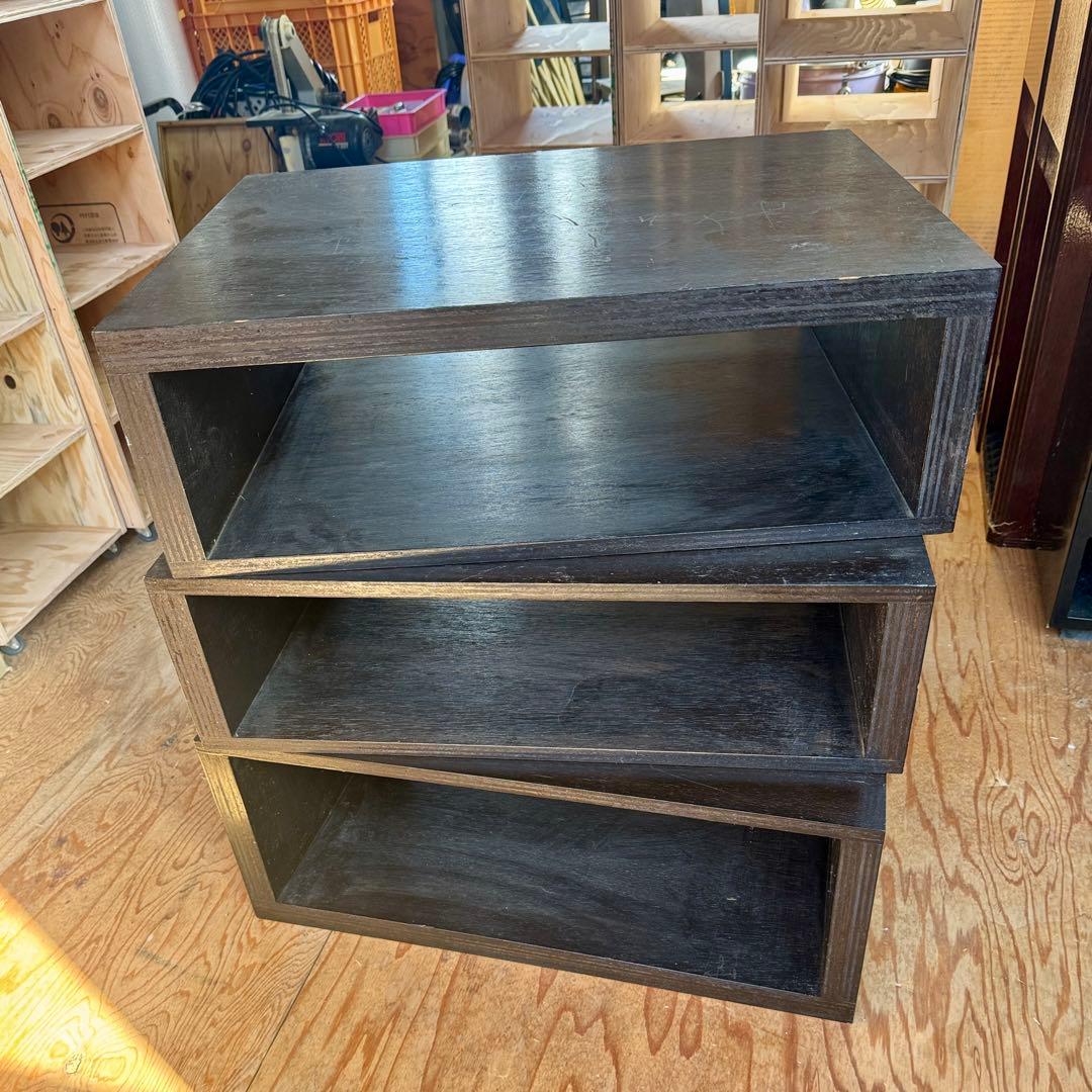 オーディオラック　木製3段　オープンシェルフ ダークブラウン