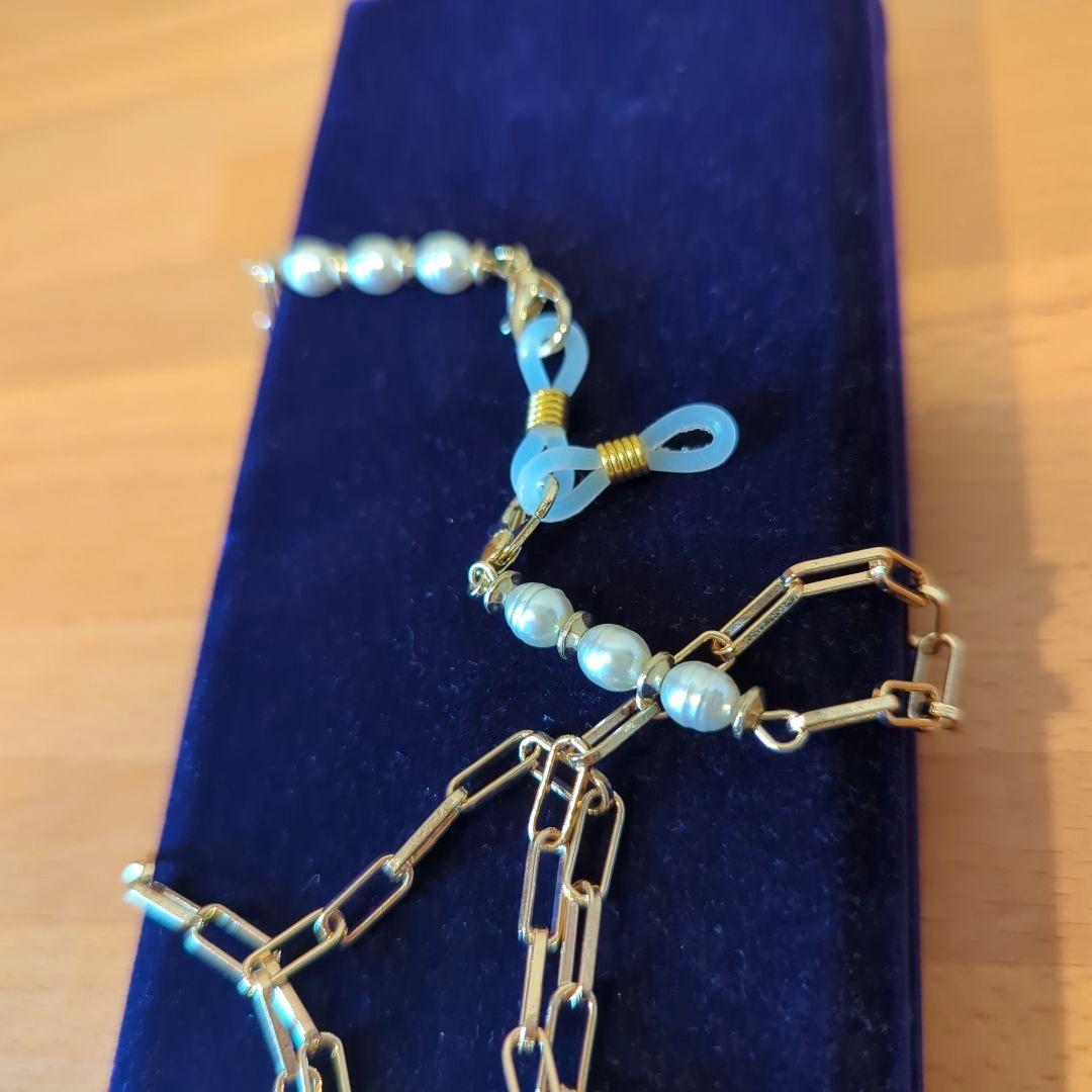 《新品・未使用》高島屋 ゴールドリンクチェーン ロングネックレス 眼鏡チェーン